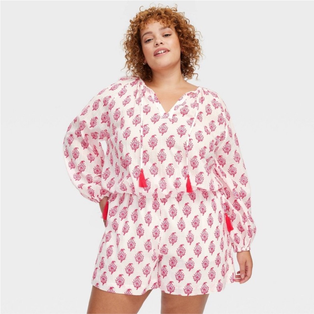 Roller Rabbit Pink Printed Swim Cover-Up Romper